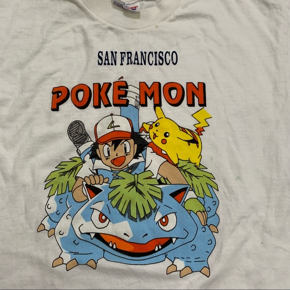 Pokémon Graphic Tee San Francisco Ash Ketchum Venusaur Pikachu Youth Large - Picture 2 of 6